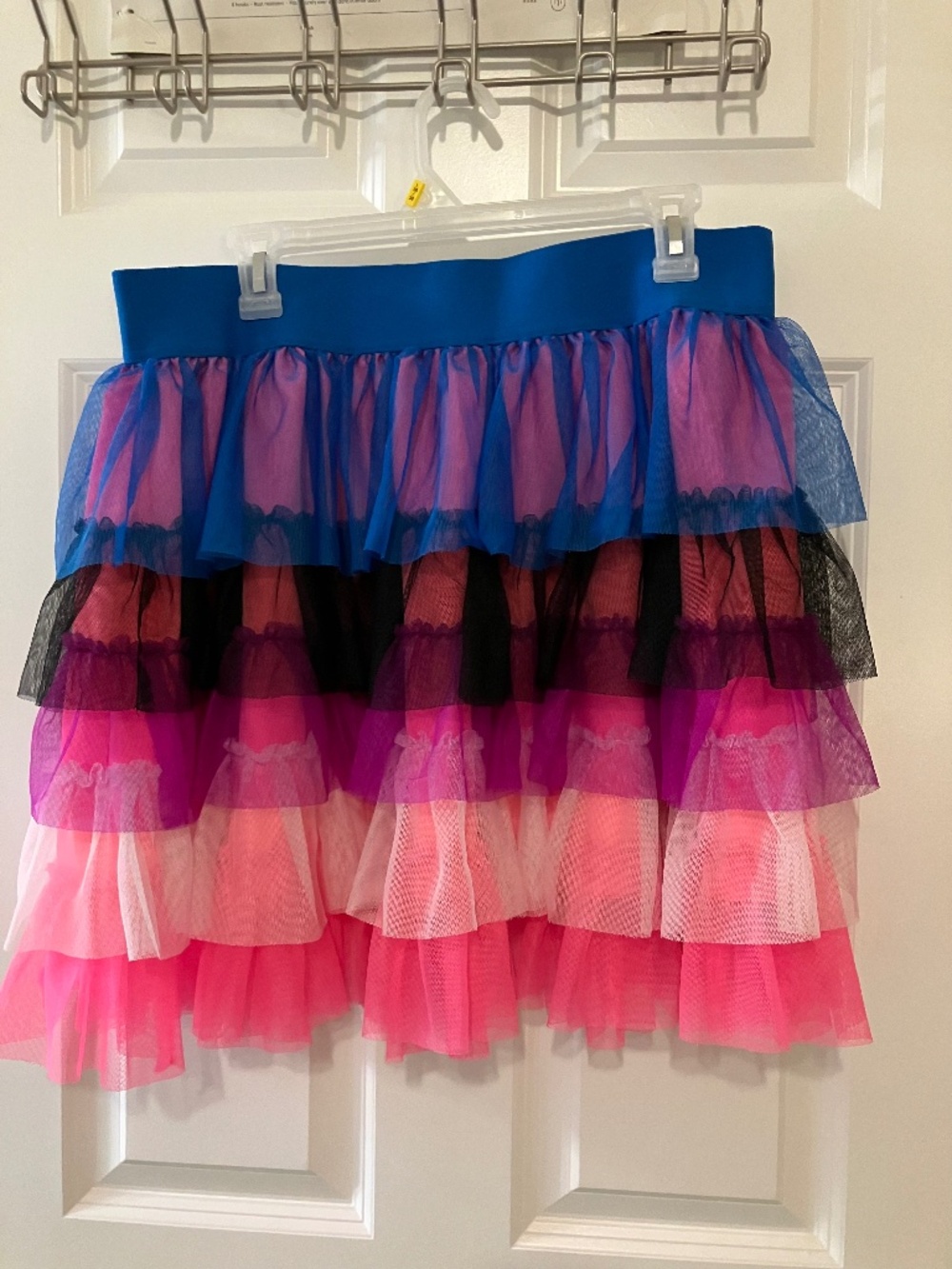 Takepride size XL neon pink black blue purple white ruffled tiered mini skirt